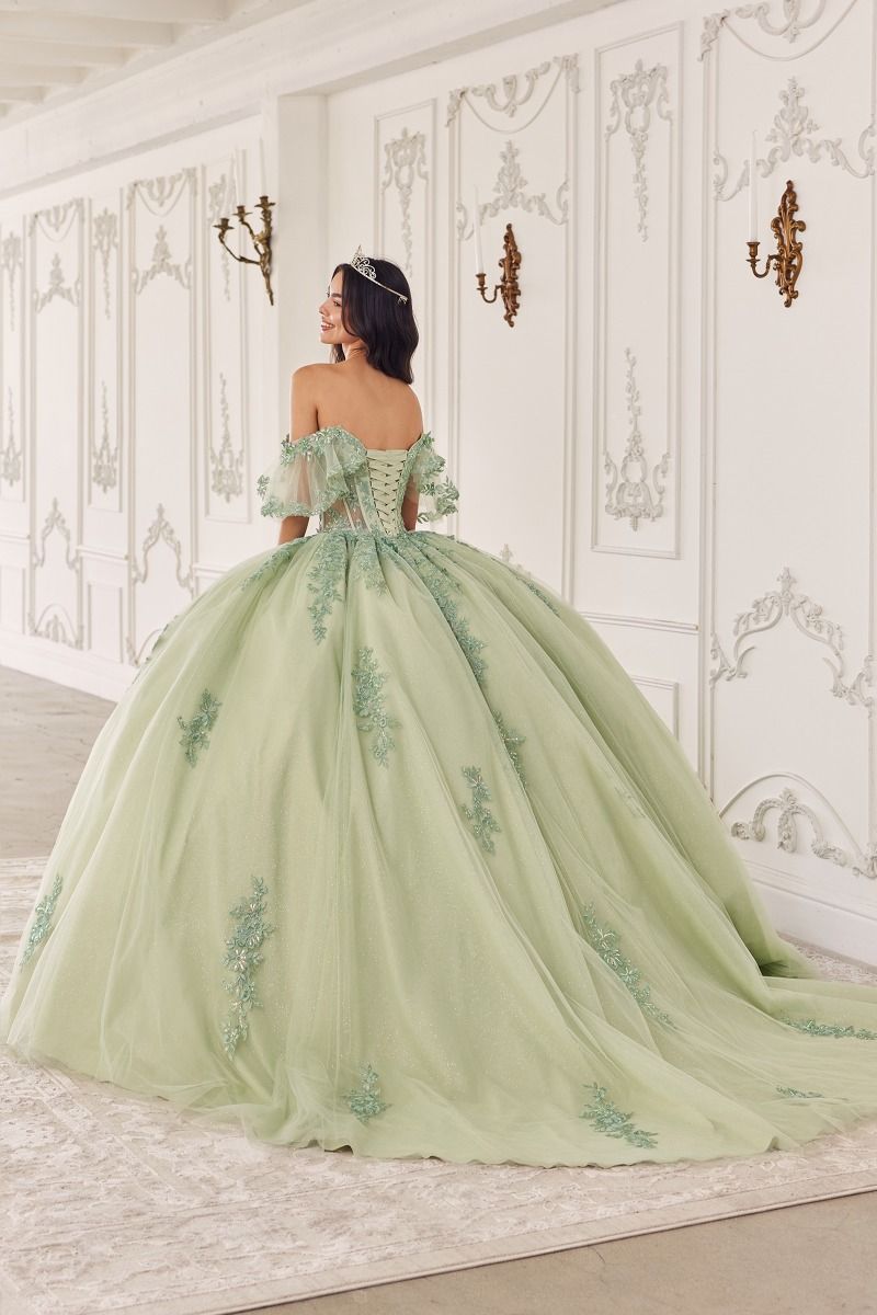 15725 OFF THE SHOULDER FLUTTER SLEEVE BALL GOWN - QUINCEANERA DRESSES