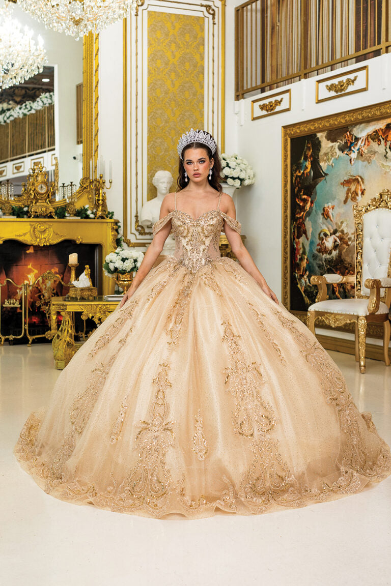 5052 DQ (GOLD) - QUINCEANERA DRESSES