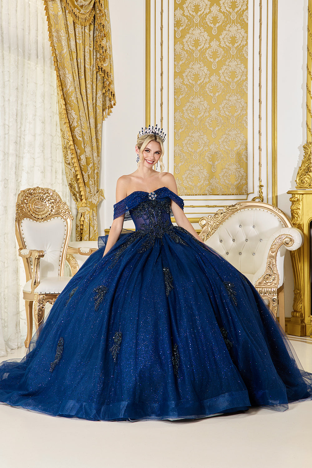 5075 DQ (NAVY) - QUINCEANERA DRESSES