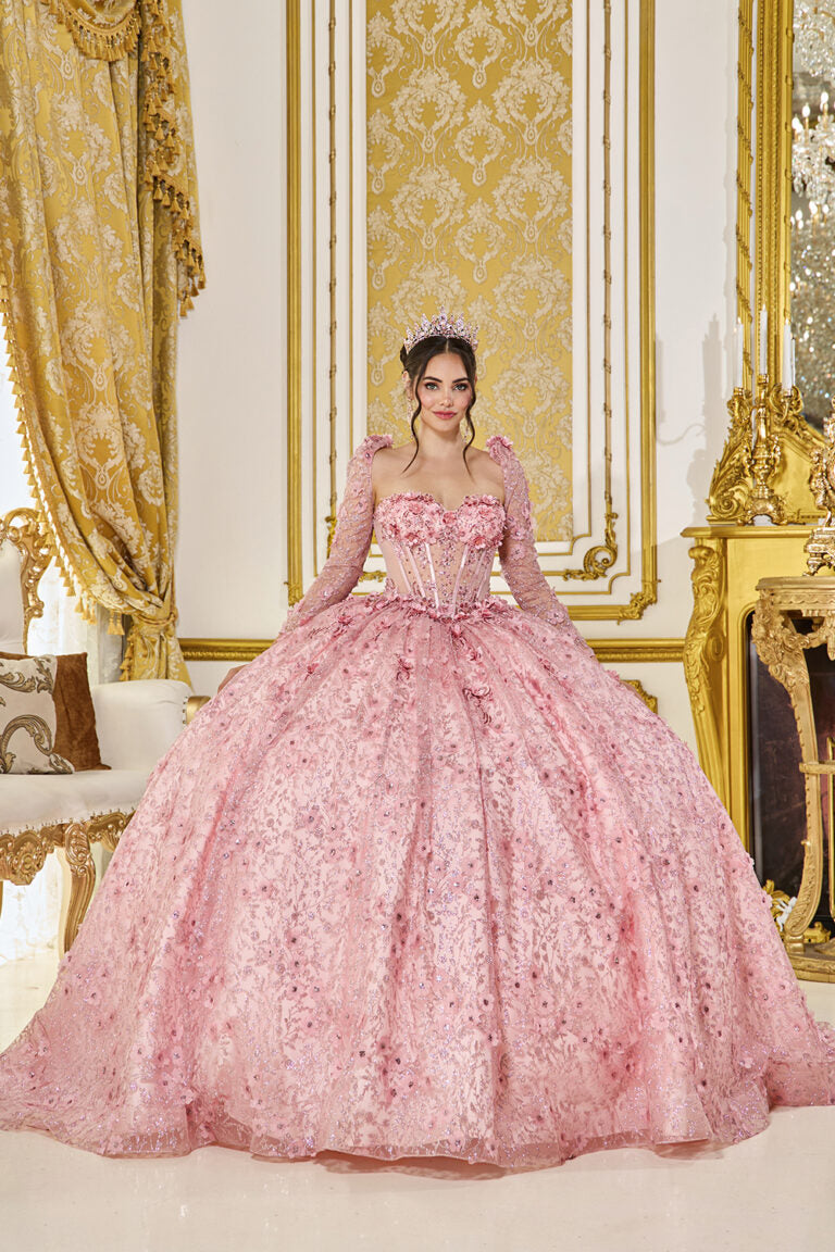 blush pink and gold quinceanera dresses Rachel Allan RQ1158 Glitter Ball Gown Long Quinceanera Dress The Dress Outlet