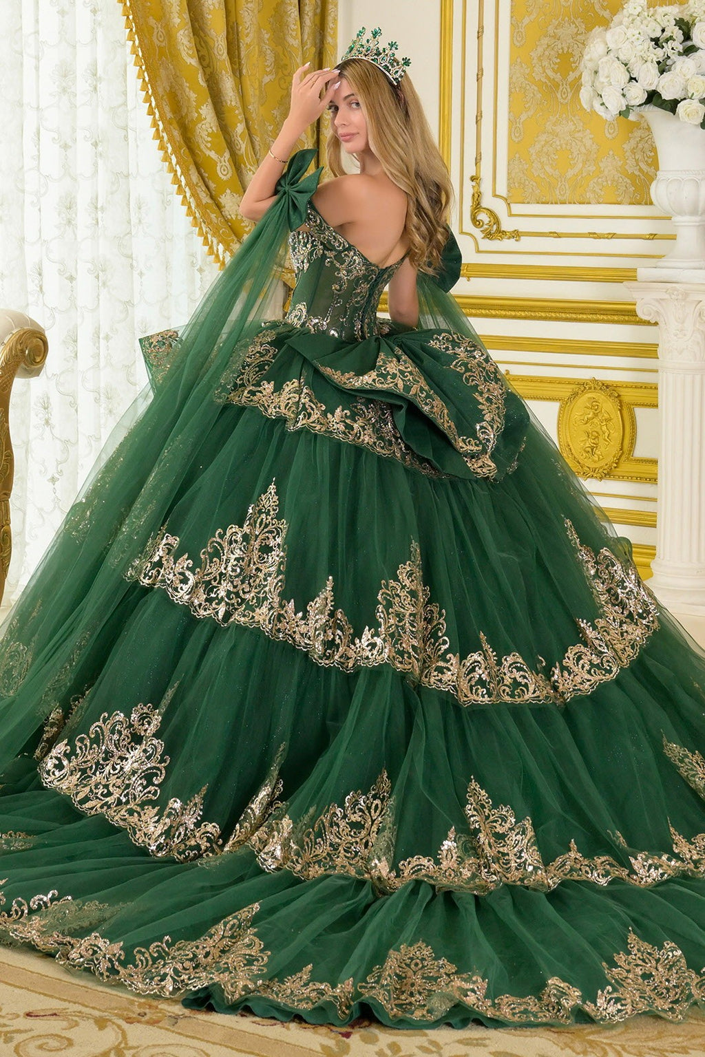 GL3801 (GREEN) - QUINCEANERA DRESSES